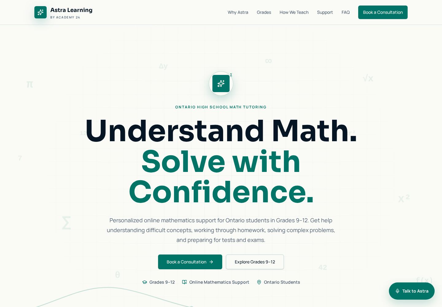 Astra Learning website design and development project preview